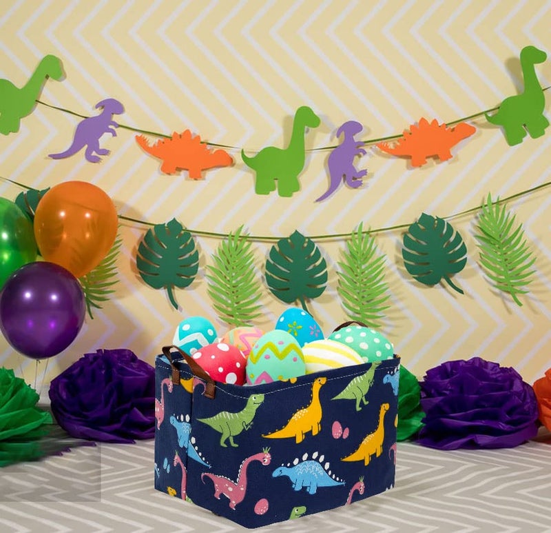 Essme Dinosaur Basket Dinosaur Storage Baskets for Boys  Dinosaur Baskets for Boys with Handle Dinosaur Baskets for Dinosaur Room Decor  Clothes Books.(Navy Blue dinosaurs) - Image 4